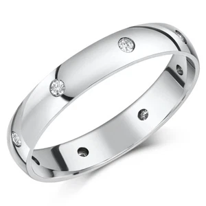 Palladium Diamond Wedding Ring Court Shaped Band Solid and Hallmarked 3mm 4mm - Picture 1 of 4