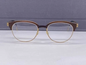 Lindberg Eyeglasses Frames Woman Round Brown Gold Panto Titan 9803 46 - Picture 1 of 12