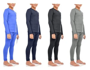Boys Microfiber Thermals Set Pants & Shirt Ultra-Soft Base Layer Kids Size SM-XL - Picture 1 of 9