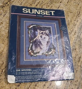 Dimensions Sunset Wolf Crewel Kit The Sentinel #11109 Al Agnew 12x15 1998 - Picture 1 of 9