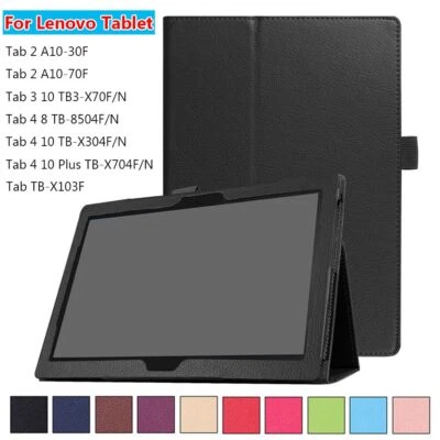 Slim Flip Stand Tablet Cover Leather Smart Case For Lenovo Tab 3 4 8.0" 10.1" - Image 1 of 4