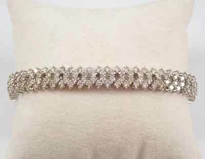 Юбилейный браслет из белого золота 14 карат с лабораторными бриллиантами - Изображение 1 из 4