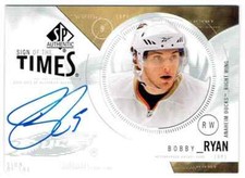 2009-10 SP AUTHENTIC SIGN OF THE TIMES BOBBY RYAN AUTO ANAHEIM DUCKS #ST-BR