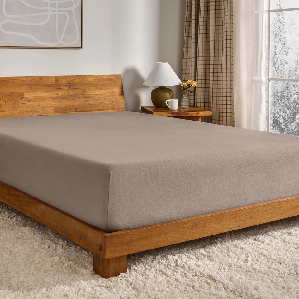 Bare Home Extra Soft Double Brushed 100% Flannel Cotton Fitted Sheet - Image 1 of 4