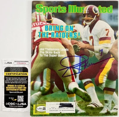 NFL Washington Redskins Joe Theismann Signed Sports Illustrated Magazine JSA COA - Image 1 of 4