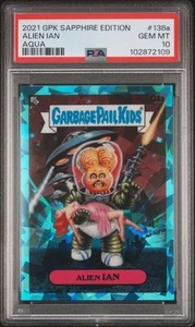 2021 Garbage Pail Kids GPK Sapphire Aqua Refractor #138a ALIEN IAN /99 PSA Pop 1 - Picture 1 of 2