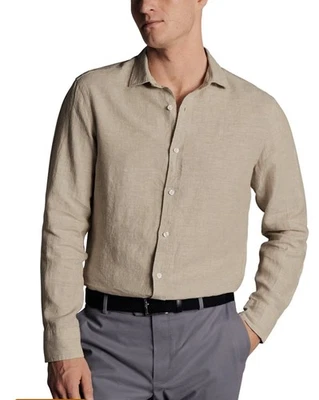 Camisa con botones de lino avena Charles Tyrwhitt para hombre M Foto 1 de 4