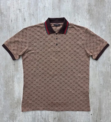 Camisa Polo Gucci Para Hombre Talla XL Regular Algodón Color Marrón GG Cuello Rojo Verde Foto 1 de 4