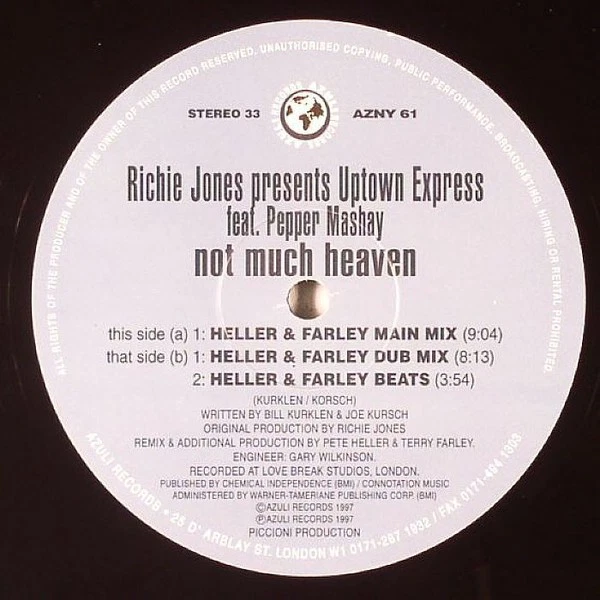 Richie Jones - Not Much Heaven Heller  Farley Remixes! - Used Viny - W5628z — 第 1/1 张图片