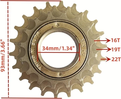 CDHPOWER 3 Velocità Volano 16T-19T-22T Ruota Libera Multipla Pignone Bicicletta - Immagine 1 di 4