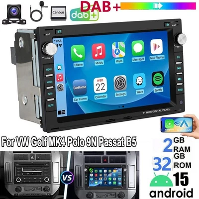 DAB+ Autoradio Für VW Polo 9N Golf MK4 Passat B5 Jetta T5 Android 15 Carplay KAM - Bild 1 von 4