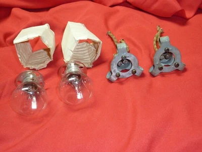 1937 1938 1939 Ford Mercury Headlight Sockets & NOS Bulbs Pair very nice - Image 1 of 4