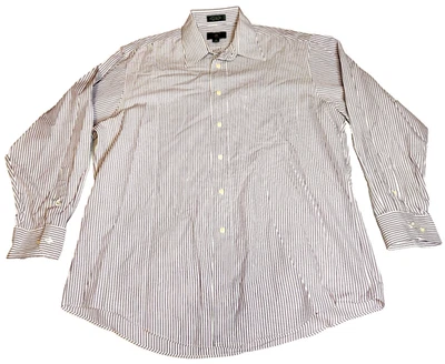 Camisa de vestir Club Room para hombre 16x32/33 púrpura blanco a rayas abotonadas aguja individual Foto 1 de 4