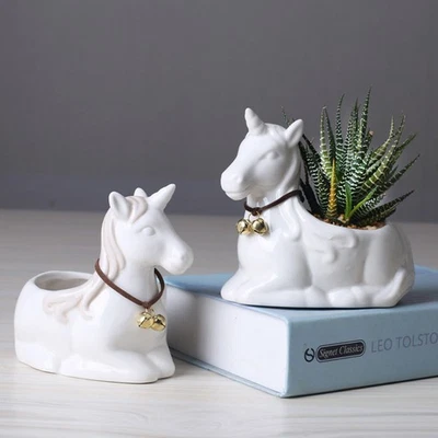  1pc Ceramic Cartoon Flower Pot Ceramics Succulent Plant Pot Container Unicorn - Image 1 of 4