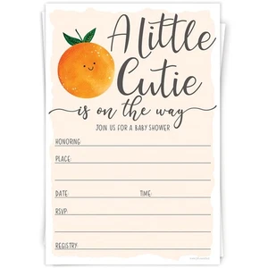 20 Count Little Cutie Baby Shower Invitations, Envelopes, Gender Neutral - Picture 1 of 9