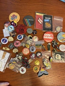 Large Lot Vintage To Modern Lapel Pin & Pinbacks NASA Enamel Pop Culture - Picture 1 of 11