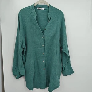 Michelle Mae Langarm Cover Up Top Größe Large grün mit Taschen - Bild 1 von 8