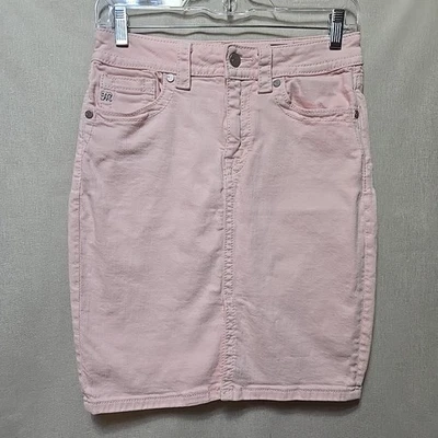 Minifalda de mezclilla Miss Me Pencil Jeans 28 abertura frontal tiro alto pastel rosa polvoriento Foto 1 de 4