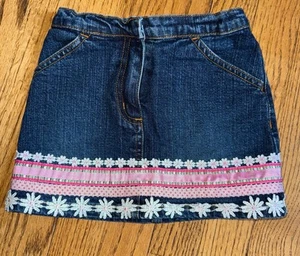 Lilly Pulitzer Girls' Size 4 Jean Skirt With Pink And White Flower Ribbon - Picture 1 of 5