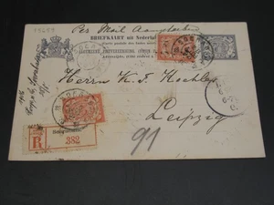 Niederländisch Indien 1906 Einschreiben Postkarte nach Deutschland Flecken *15659 - Bild 1 von 2