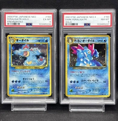 PSA 6 Feraligatr Premium File PSA 8 Dark No.160 Old Back Pokemon Japanese 2x - Image 1 of 4