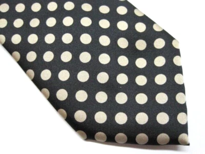 Corbata de seda numerada a lunares negros Brioni dorada plateada hecha a mano en Italia 3,5" Foto 1 de 4