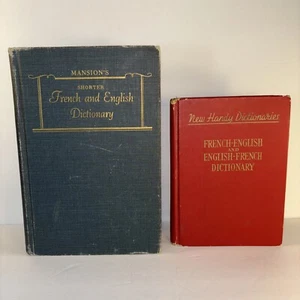 Lot Of 2 Vtg French English Dictionary HC Book: New Handy & Mansions Shorter - Picture 1 of 19