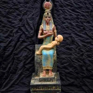 ANCIENT EGYPTIAN ANTIQUES Statue Goddess Isis Breastfeeding Baby Horus BC - Picture 1 of 10