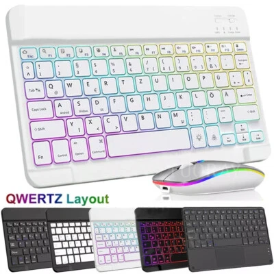 QWERTZ Wireless Tastatur Kabellos Bluetooth Keyboard Universal Tablet PC iPad DE - Bild 1 von 4