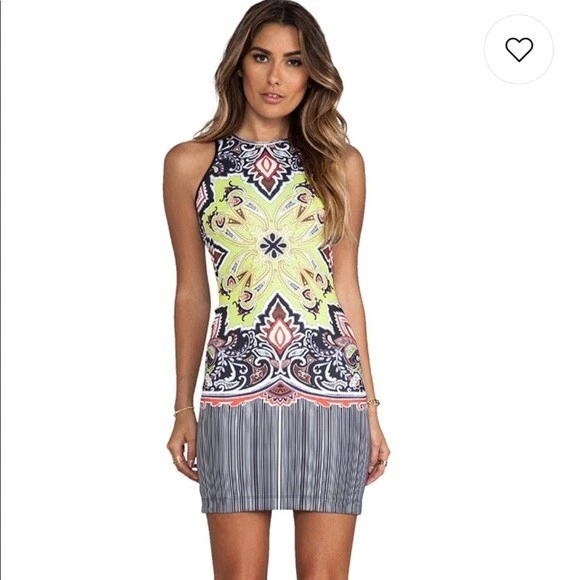 Clover Canyon Scuba Bodycon Dress Havana Paisley Athleisure Golf Beach Tennis XS - Image 1 of 4