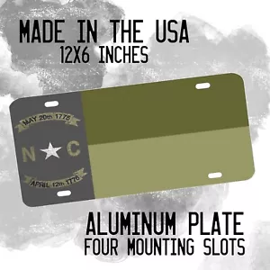 North Carolina Subdued Flag Gray or Green One Ass To Risk Aluminum License Plate - Bild 1 von 11