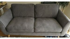 3 seater grey sofa / settee / couch & storage footstool in excellent condition