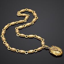 Antique Victorian GF Sea Pearl Locket Pendant Necklace 19 Inches