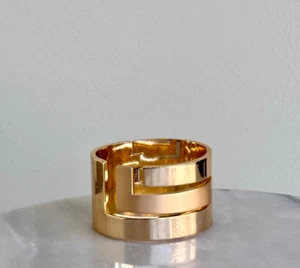 Lavin Gold Cuff Bracelet Vintage Designer Clamper Chunky Bangle Bracelet - Picture 1 of 8