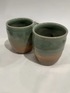 2er Set handgeworfen Studio Kunst Keramik Kaffee Tee Tassen mit Tropfglasur - Bild 1 von 4