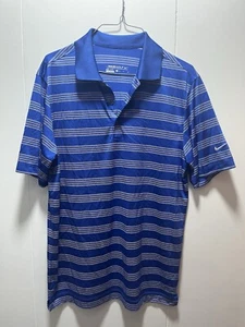 Men’s Nike Golf Dri-Fit Blue Striped Short Sleeve Polo Shirt Mens Size Small - Picture 1 of 5