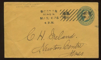 U116 Leavitt Type A-1 Machine Cancel "Boston Mass. Mar 6.76" Used Entire LV5668 - Image 1 of 3