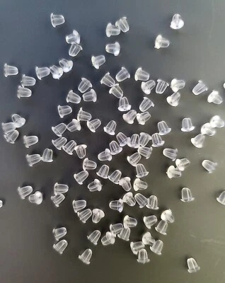 100 piezas - Gancho de pescado francés alambre pendiente protectores de seguridad goma silicona respaldo #100AC Foto 1 de 3