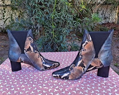 Botas botín Donald J Pliner Austen azul piel de serpiente Foto 1 de 4