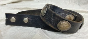 **Harley Davidson**Rare! Half Dollar Studded Brown Leather Belt (Size 42) D015 - Picture 1 of 8