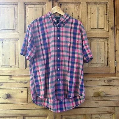Camisa Pendleton Seaside Rosa Azul Cuadros Botón Frontal Cuello Para Hombre Talla Grande Foto 1 de 4