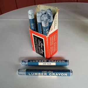 8 Vintage Blue Sun-Ray Lumber Crayons With Counter Display Box Woodworking Tool - Picture 1 of 4