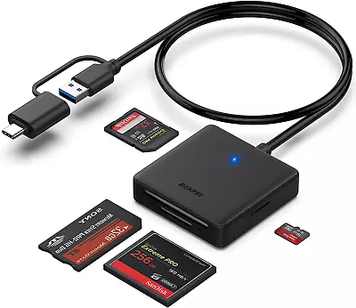 BENFEI 4 in 1 USB-C 3.0 Micro SD CF MS Kartenleser Adapter Plug & Play schwarz - Bild 1 von 4