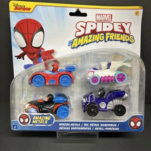 Marvel Spidey and his Amazing Friends Disney Junior Amazing Metals Cars 4 Pack - Picture 1 of 6
