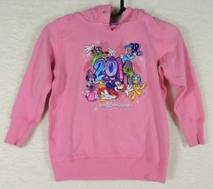 Girls DISNEY PARKS Hoodie Sz small Pink Embroidery Pullover Mickey Pluto Donald - Picture 1 of 6