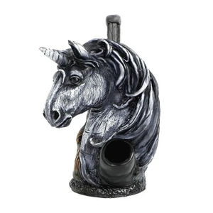 Pipa de mano para fumar tabaco cabeza de unicornio hecha a mano arte fantasía criatura mítica - Imagen 1 de 3