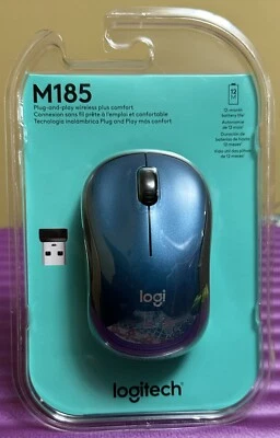 Logitech M185 Wireless Mouse Ambidextrous Blue New Sealed - Image 1 of 3