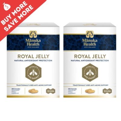 2 x Manuka Health Royal Jelly 365 Capsules Immune Support Natural Antioxidant NZ - Image 1 of 2