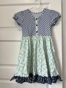 Sutton Rae Blue Gingham And Teal Floral Girls’ Dress Size 6 - Picture 1 of 2