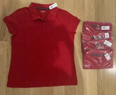 Tshirt Old Navy Girl's Polo Uniform Short  sleeve Red, XXL PLUS Sz. 18   - Image 1 of 4